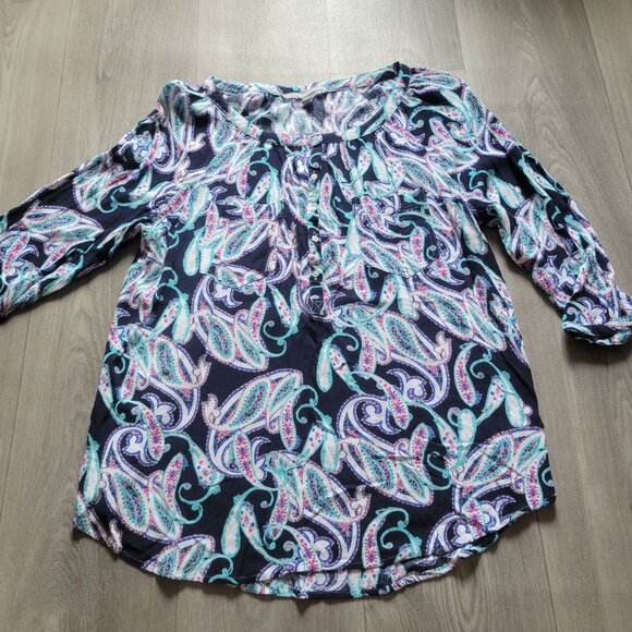 Valerie Stevens Womens Paisley Print Rayon Blouse Size XL - Picture 2 of 6